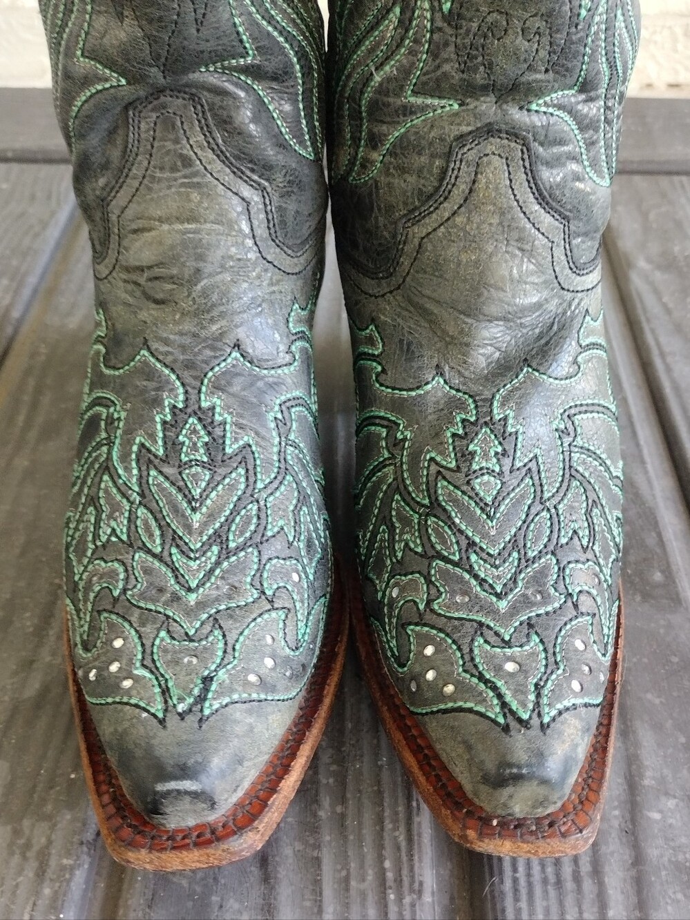 Corral Boots Women's Turquoise Embroidery Rhinestone Snip Toe Western Boot - Picture 14 of 16